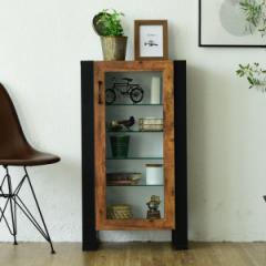 キャビネット 幅50.5cm コレクションケース レトロ調 ブルックリンスタイル （ ディスプレイラック 棚 収納 コレクションボード 飾り棚 