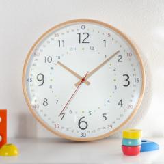 時計 子ども 知育 壁掛け キッズウォールクロック パスレル 天然木 （ 掛け時計 アナログ 子供 学習 知育時計 木製 ウォールクロック 直