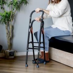 杖 手すり 立ち上がり 補助手すり 折りたたみ 軽量 多脚杖 非課税 （ 2段 約 高さ70～85cm 補助 つかまり立ち 介護用品 ステッキ 室内用 