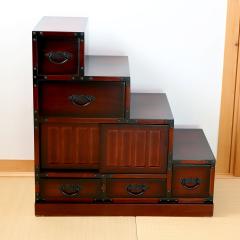 階段箪笥 民芸調 桐製 和タンス 右下がり 幅67cm （ 和風 たんす