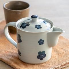 切立ポット 400ml 青小梅 茶こし付き 急須 ポット ティーポット 陶器 （ 食洗機対応 切立急須 茶漉し付き 2～3杯 切立 紅茶ポット 和風 
