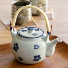 土瓶 600ml 青小梅 茶こし付き 急須 ポット ティーポット 陶器 （ 食洗機対応 土瓶型 上手型急須 茶漉し付き 3～5杯 土瓶急須 上手型 紅