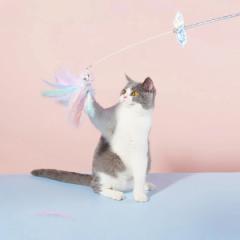 猫じゃらし 羽 Feather Cat Playing Rod ZEZE おもちゃ （ ねこじゃらし 羽根 鈴 猫用おもちゃ 猫 猫用 ペット用 ペットおもちゃ 遊び 運