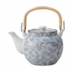 土瓶急須 1.7L 8号 墨小花 茶こし付き 急須 陶器製 （ 食洗機対応 土瓶型 上手型急須 大容量 お茶 ポット 茶こし 土瓶型急須 陶器 ストレ