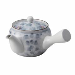 急須 370ml 墨小花 茶こし付き ティーポット 陶器製 （ 横手型急須 片手 お茶 ポット 茶こし 横手型 陶器 ストレーナー 茶漉し付き お茶