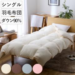 羽毛掛けふとん ダウン90％ シングル （ 羽毛布団 ふとん 寝具 ホワイトダック 羽毛 圧縮梱包 消臭 アレルGプラス アレル物質低減 アイボ