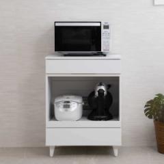 キッチンカウンター 幅60cm レンジ台 スライド棚 2口コンセント ホワイトリヴ （ Whiteliv カウンター レンジボード コンセント付 組み合