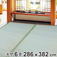 い草 上敷き 鈴草 6畳 本間 約286×382cm 撥水加工 （ い草上敷き 和室 6帖 イグサ マット い草ラグ 敷物 畳マット 天然素材 防ダニ 防カ