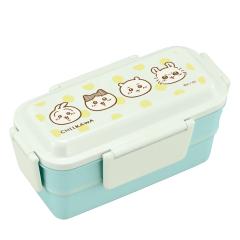 弁当箱 600ml ちいかわ ランチボックス二段 仕切付 （ 食洗機対応 レンジ対応 二段 抗菌 ドーム型 4点ロック 日本製 仕切り付き 銀 AG 食