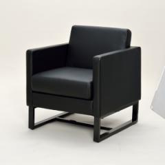 【法人限定】 オフィスソファ 1人掛け スクエアソファー 合皮 幅62cm （ ソファ 応接室 応接間 オフィス家具 ソファー 肘掛け付き ブラッ