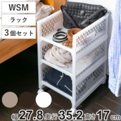 ラック WSM 幅27.8×奥行35.2×高さ17cm e-ラック シューズラック 浅型 同色3個セット （ 収納ラック ペットボトル 収納 キッチンストッ