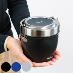 弁当箱 保温 抗菌 800ml 丼 真空ステンレス SKATER 保温弁当箱 （ レンジ対応 食洗機対応 保冷 ランチジャー お弁当箱 2段 AG 銀 レンジO