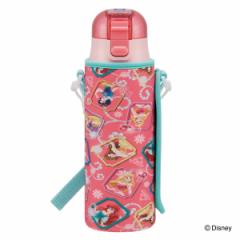 子供用水筒 直飲み ワンプッシュボトル ディズニープリンセス カバー付き ショルダー付き 保冷 470ml （ すいとう 保冷専用 ステンレス製