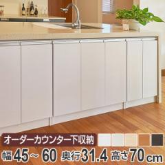 カウンター下収納 幅オーダー 扉付 レギュラータイプ 高さ70cm 幅45～60cm （ 収納 キッチン収納 キャビネット 窓下収納 リビングボード 