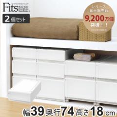 収納ケース Fits 幅39×奥行74×高さ18cm ホワイト フィッツ フィッツユニット ケース L 3918 引き出し プラスチック 2個セット （ 収納