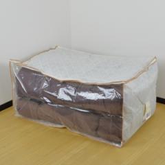 布団袋 モネ 幅100×奥行65×高さ50cm 布団収納袋 ハンドル付き （ 収納袋 収納 布団 ふとん シングル 掛け布団 敷き布団 防虫 抗菌 防ダ