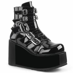 Demonia CONCORD-57 4 1/4inch PF Ankle Boot w/ Multi Buckle Straps, Back Zip