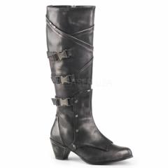 Funtasma MAIDEN-8820 2 1/2inch Block Heel Knee High Boot W/ Buckle Strap, Side Zip