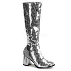 Bordello SPECTACUL-300SQ 3inch Block Heel Sequins Knee Boot