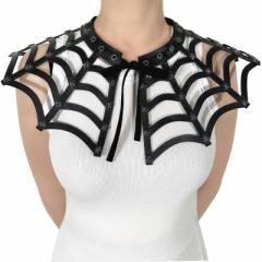 Demonia DA-213 Faux Leather Spiderweb Cut Out Collar