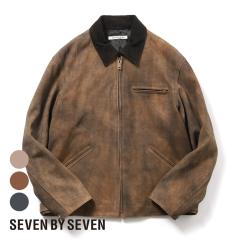 SEVEN BY SEVEN�i�Z�u���o�C�Z�u���jLEATHER DETROITJACKET- Goat suede Antique finish -�i���U�[ �f�g���C�g�W���P�b�g - �S�[�g�X�G�[
