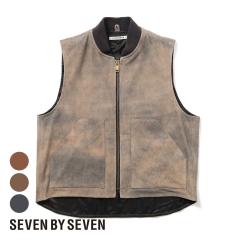 SEVEN BY SEVEN�i�Z�u���o�C�Z�u���jLEATHER WORK VEST- Goat suede Antique finish -�i���U�[���[�N�x�X�g - �S�[�g�X�G�[�h�A���e�B�[