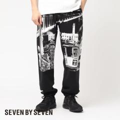 SEVEN BY SEVEN�i�Z�u���o�C�Z�u���jPRINTED SOUVENIR SWEAT PANTS - San Francisco Collage -�i�v�����e�b�h �X�[�x�j�A �X�E�F�b�g�p��