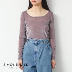 SIMONE WILD(�V���[�l���C���h)/Mesh Velvet Basic LS Shirt(���b�V�� �x���x�b�g �x�[�V�b�N �����O�X���[�u �V���c)/���f�B�[�X �g�b�v