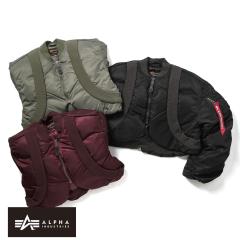 ALPHA INDUSTRIES(�A���t�@ �C���_�X�g���[�Y)/KNIT RIB MA-1 FLIGHT JACKET W(�j�b�g ���u MA-1 �t���C�g �W���P�b�g �E�[�����Y)/�~��