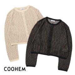 COOHEM(�R�[�w��)/W FACE POMPON KNIT C/D(�_�u���t�F�C�X �|���|�� �j�b�g �J�[�f�B�K��)�j�b�g�J�[�f�B�K�� �t�@���V�[���[�� �_�u���t