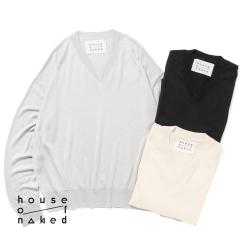 house of naked�i�n�E�X �I�u �l�C�L�b�h�jSILK�~CASHMERE V-NECK CREWNECK KNIT�i�V���N�~�J�V�~�� V�l�b�N �N���[�l�b�N �j�b�g�j�J�V