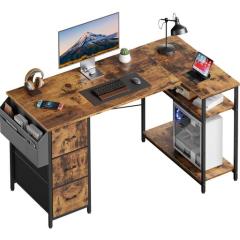 HLFURNITURE L字デスク パソコンデスク 棚板高さ調節可能 幅138CM HLFURNITURE L字デスク パソコンデスク 棚板高さ調節可能 幅138CM