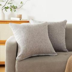 KHOOTI ポリジュートクッションカバー、45X45 CM (ネイビーブルー) (2