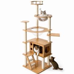 OYANTEN キャットタワー 木製 大型猫用 猫タワー 宇宙船 多頭飼い