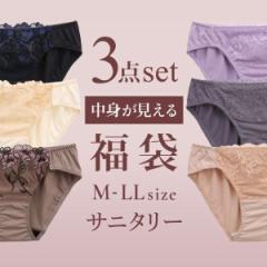 選べる2タイプ サニタリーショーツ 福袋 3枚セット 刺繍レース&ワントーンレース レディース 生理用ショ 下着 送料無料 メール便(30)