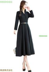 フォーマル レディース ロング 長袖 マキシ丈ワンピース 30代 ロングワンピース ミモレ丈 ラインワンピース 40代 秋冬 50代 パーティード