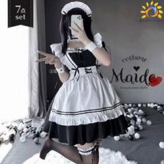 メイド服 ホワイト ブラック ハロウィン コスプレ メイド 定番 メイドカフェ 衣装 フルセット 仮装 衣装 コスチューム こすぷれ コス お
