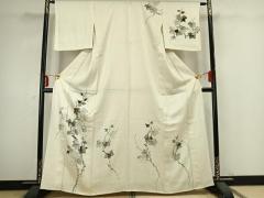 平和屋着物▽訪問着　単衣　刺繍　道長花文　金彩　正絹　逸品　AAAV2736fy 平和屋着物▽訪問着 単衣 刺繍 道長花文 金彩 正絹 逸品 AAAV2736fyの