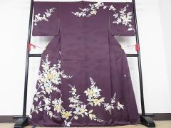 平和屋着物●訪問着　紬地　中国三大刺繍　汕頭刺繍　スワトウ刺繍　エ霞草花宝尽くし　正絹　逸品　AABF5341ph 平和屋着物○訪問着 紬地 中国三大刺繍 汕頭刺繍 スワトウ刺繍 エ霞
