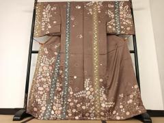 平和屋着物○染織作家 染織デザイナー 大島明 訪問着 更紗花蝶唐草文