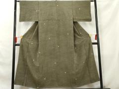 平和屋着物▽上質な小紋 単衣 紬地 更紗花唐草文 正絹 逸品 CAAX2458xi