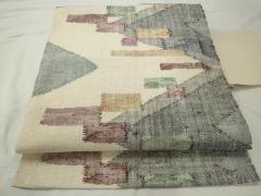 平和屋着物○虹色創家 本郷大田子 九寸開き名古屋帯 霞文 正絹 逸品