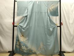 平和屋着物□極上 夏物 江戸小紋 変わり縦絽 鮫小紋柄 黒地 逸品