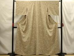 平和屋着物▽本塩沢 単衣 110亀甲 幾何学文様 正絹 逸品 AABD0390fyの