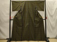 平和屋着物▽本塩沢 単衣 110亀甲 幾何学文様 正絹 逸品 AABD0390fyの