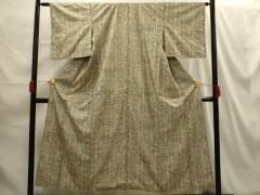 平和屋着物▽本塩沢 単衣 110亀甲 幾何学文様 正絹 逸品 AABD0390fyの