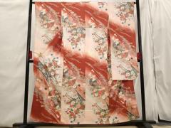 平和屋着物▽極上 本塩沢 訪問着 単衣 古代人物壁画文様 逸品