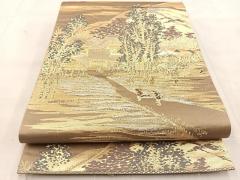 平和屋本店▽六通柄袋帯 鳳凰花唐草文 麗華錦 本金箔 正絹 逸品