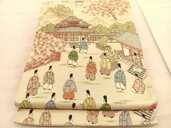 平和屋着物●六通柄袋帯　唐織　市松吉祥花文　金糸　正絹　逸品　CAAW4800hy 平和屋着物◎六通柄袋帯 唐織 人物風景文 金糸 正絹 逸品 BAAV3726hvの