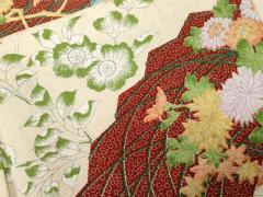 平和屋着物▽上質な小紋 単衣 紬地 更紗花唐草文 正絹 逸品 CAAX2458xi